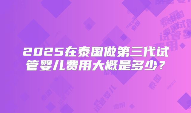 2025在泰国做第三代试管婴儿费用大概是多少?