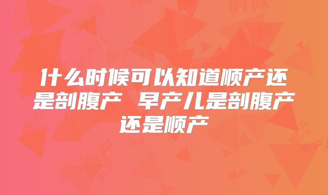 什么时候可以知道顺产还是剖腹产 早产儿是剖腹产还是顺产