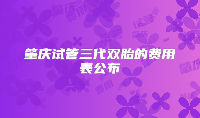 肇庆试管三代双胎的费用表公布