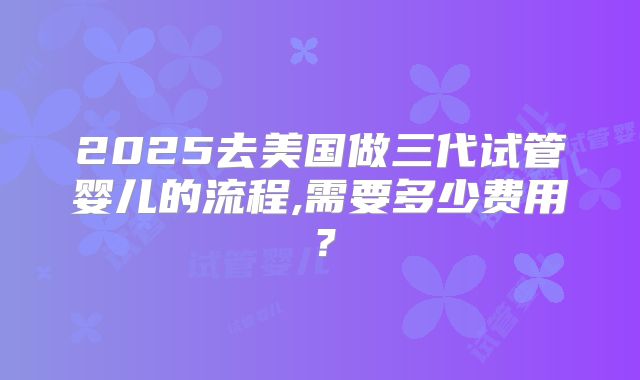 2025去美国做三代试管婴儿的流程,需要多少费用?