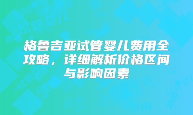 格鲁吉亚试管婴儿费用全攻略,详细解析价格区间与影响因素