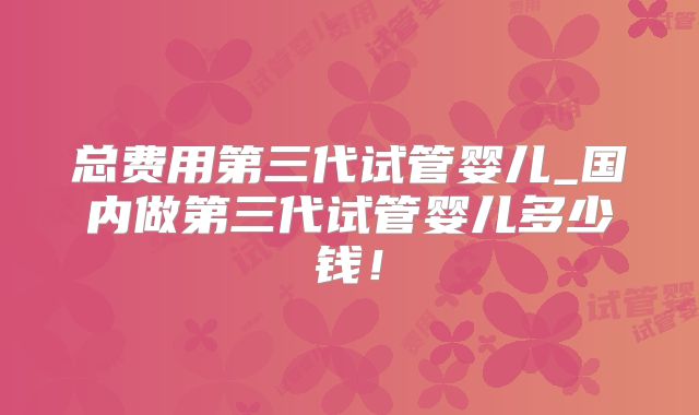 总费用第三代试管婴儿_国内做第三代试管婴儿多少钱！
