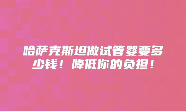 哈萨克斯坦做试管婴要多少钱!降低你的负担!