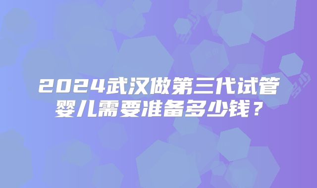 2024武汉做第三代试管婴儿需要准备多少钱?