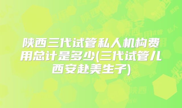 陕西三代试管私人机构费用总计是多少(三代试管儿西安赴美生子)