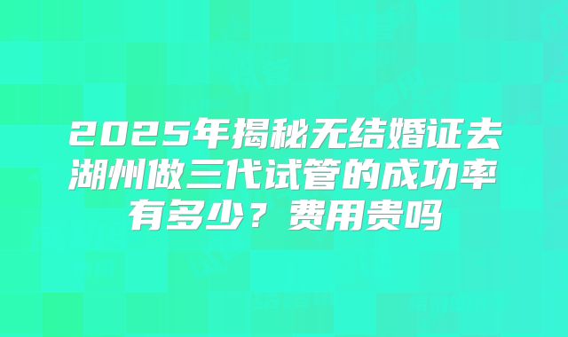 2025年揭秘无结婚证去湖州做三代试管的成功率有多少?费用贵吗