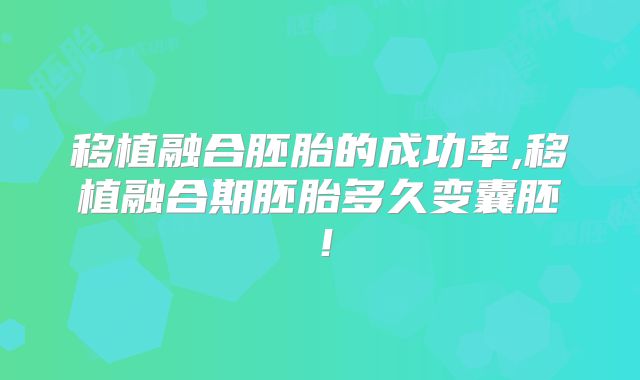 移植融合胚胎的成功率,移植融合期胚胎多久变囊胚！
