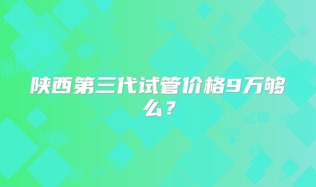 陕西第三代试管价格9万够么？