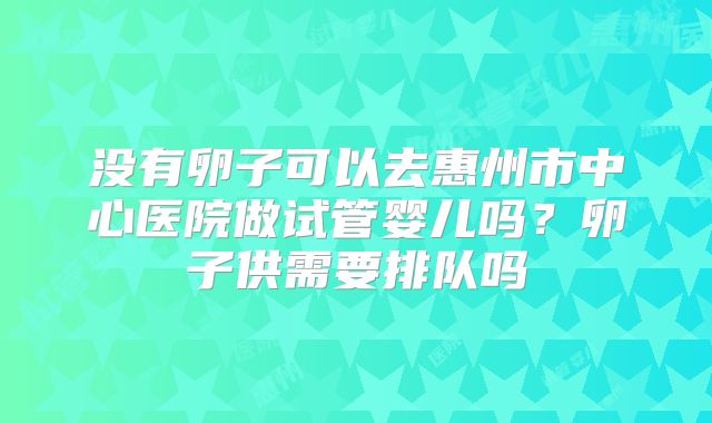没有卵子可以去惠州市中心医院做试管婴儿吗？卵子供需要排队吗