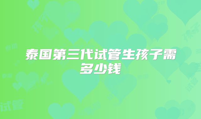 泰国第三代试管生孩子需多少钱