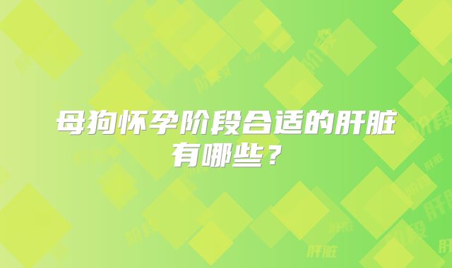 母狗怀孕阶段合适的肝脏有哪些？