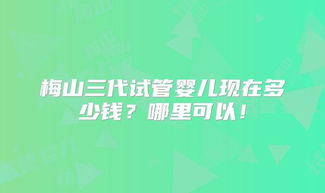 梅山三代试管婴儿现在多少钱?哪里可以!