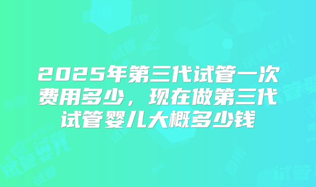 2025年第三代试管一次费用多少，现在做第三代试管婴儿大概多少钱