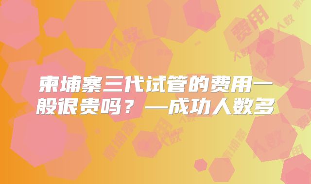 柬埔寨三代试管的费用一般很贵吗?—成功人数多