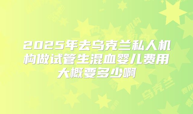2025年去乌克兰私人机构做试管生混血婴儿费用大概要多少啊