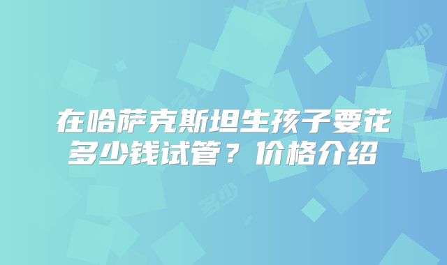 在哈萨克斯坦生孩子要花多少钱试管？价格介绍