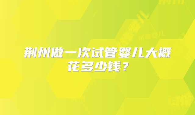 荆州做一次试管婴儿大概花多少钱？
