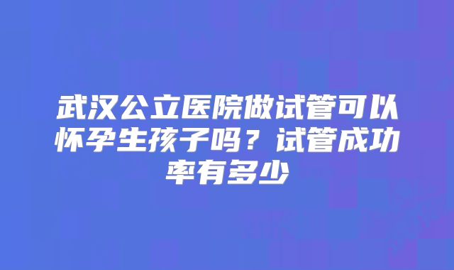 武汉公立医院做试管可以怀孕生孩子吗？试管成功率有多少