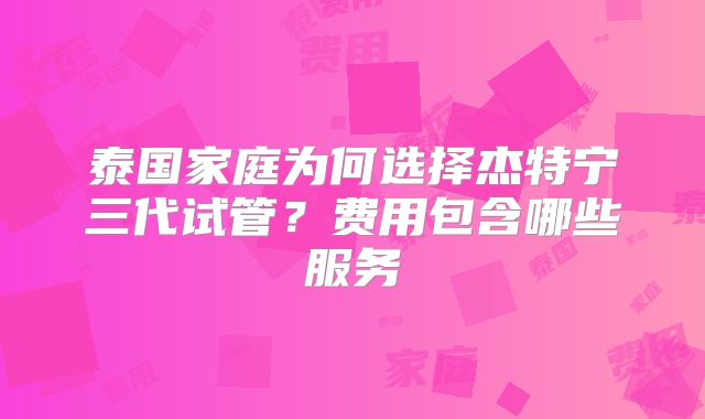 泰国家庭为何选择杰特宁三代试管？费用包含哪些服务