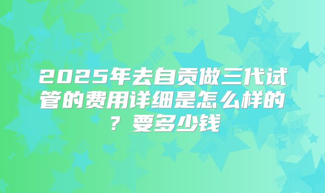 2025年去自贡做三代试管的费用详细是怎么样的?要多少钱