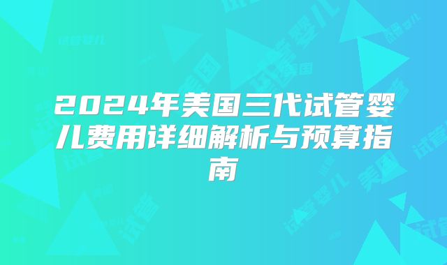 2024年美国三代试管婴儿费用详细解析与预算指南