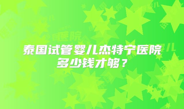 泰国试管婴儿杰特宁医院多少钱才够？