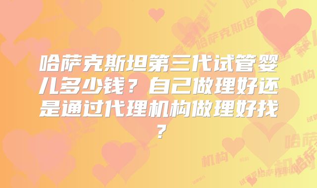 哈萨克斯坦第三代试管婴儿多少钱？自己做理好还是通过代理机构做理好找？