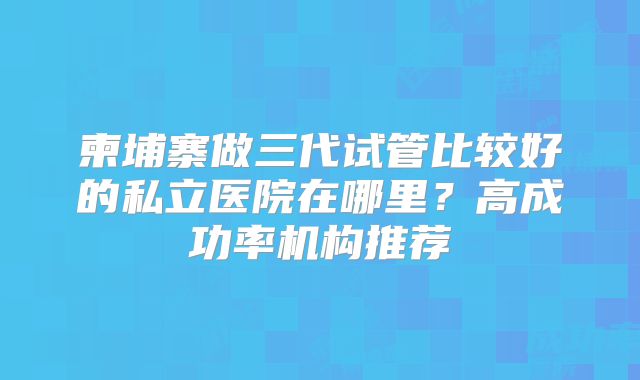柬埔寨做三代试管比较好的私立医院在哪里？高成功率机构推荐