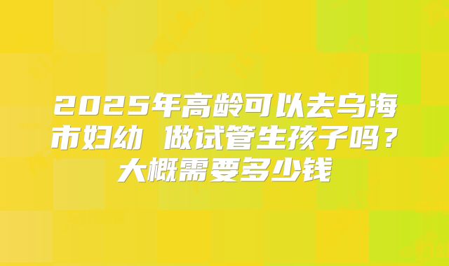 2025年高龄可以去乌海市妇幼 做试管生孩子吗?大概需要多少钱