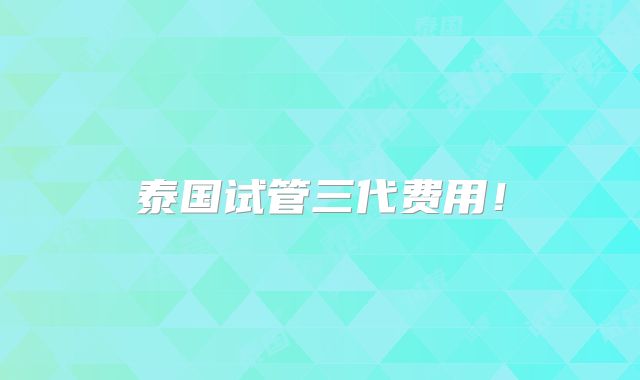 泰国试管三代费用！