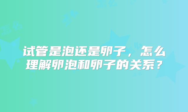 试管是泡还是卵子,怎么理解卵泡和卵子的关系?