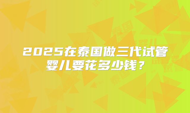 2025在泰国做三代试管婴儿要花多少钱?
