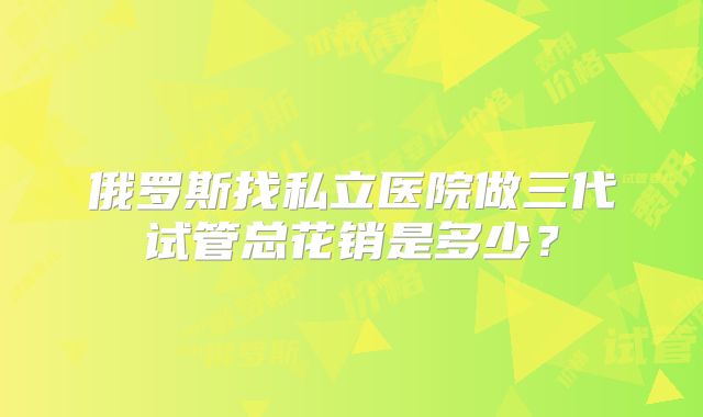 俄罗斯找私立医院做三代试管总花销是多少？