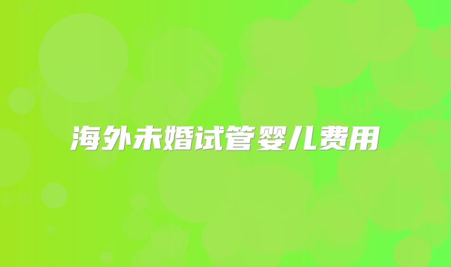 海外未婚试管婴儿费用
