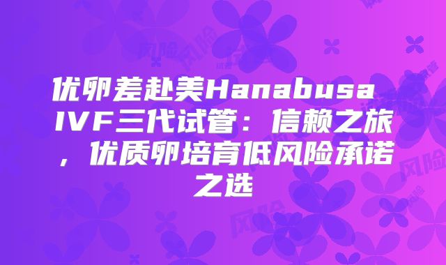优卵差赴美Hanabusa IVF三代试管:信赖之旅,优质卵培育低风险承诺之选