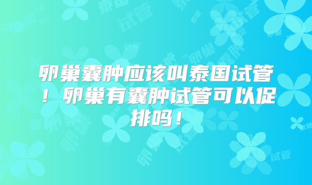卵巢囊肿应该叫泰国试管！卵巢有囊肿试管可以促排吗！