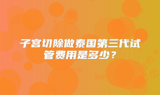 子宫切除做泰国第三代试管费用是多少？