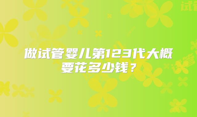 做试管婴儿第123代大概要花多少钱？