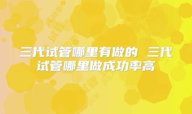 三代试管哪里有做的 三代试管哪里做成功率高