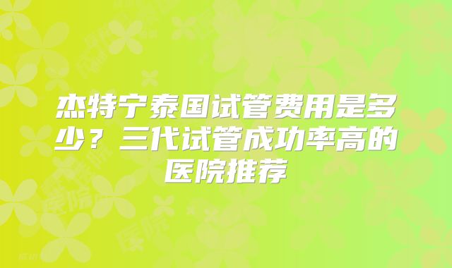 杰特宁泰国试管费用是多少?三代试管成功率高的医院推荐