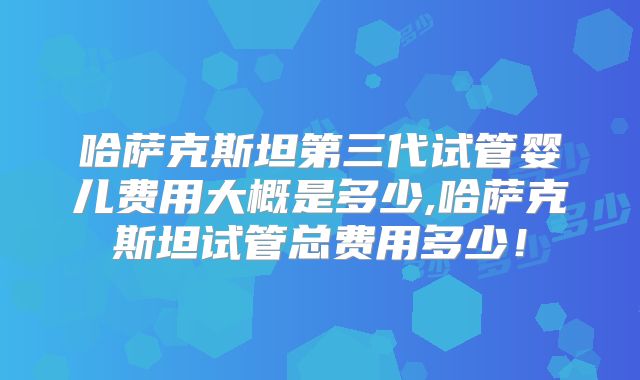 哈萨克斯坦第三代试管婴儿费用大概是多少,哈萨克斯坦试管总费用多少！
