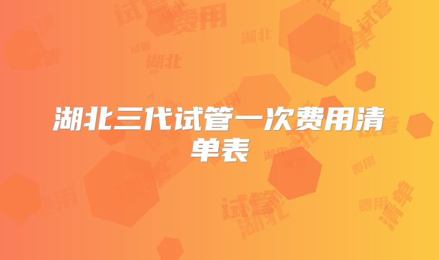 湖北三代试管一次费用清单表