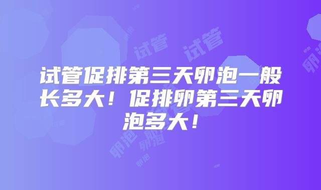 试管促排第三天卵泡一般长多大！促排卵第三天卵泡多大！
