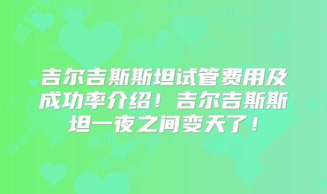 吉尔吉斯斯坦试管费用及成功率介绍!吉尔吉斯斯坦一夜之间变天了!