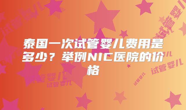泰国一次试管婴儿费用是多少?举例NIC医院的价格