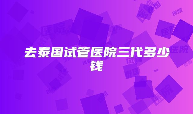 去泰国试管医院三代多少钱