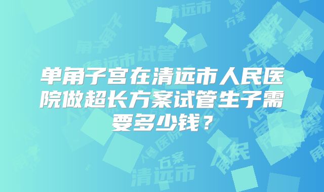 单角子宫在清远市人民医院做超长方案试管生子需要多少钱？