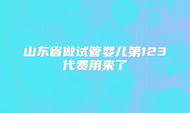 山东省做试管婴儿第123代费用来了