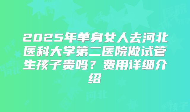 2025年单身女人去河北医科大学第二医院做试管生孩子贵吗？费用详细介绍