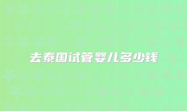 去泰国试管婴儿多少钱